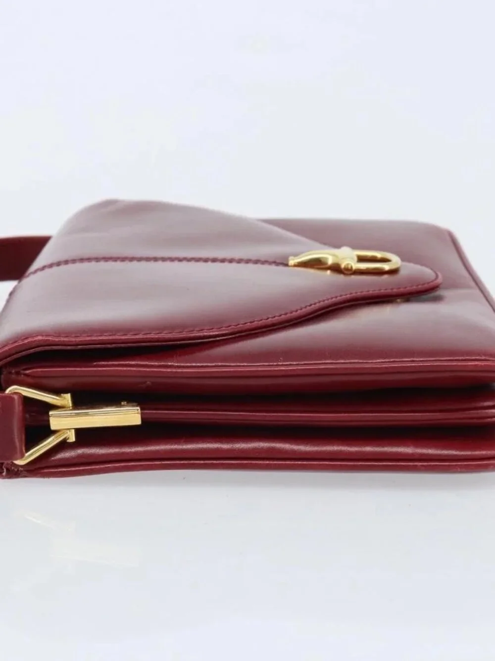 GUCCI Horsebit Shoulder Bag Leather Red Gold Auth ep13642 - Picture 5 of 15